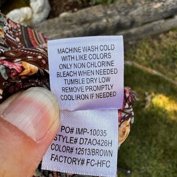 Fang Sheer Lace Paisley Flutter Peasant Boho Long Batwing Blouse Large - Picture 9 of 12